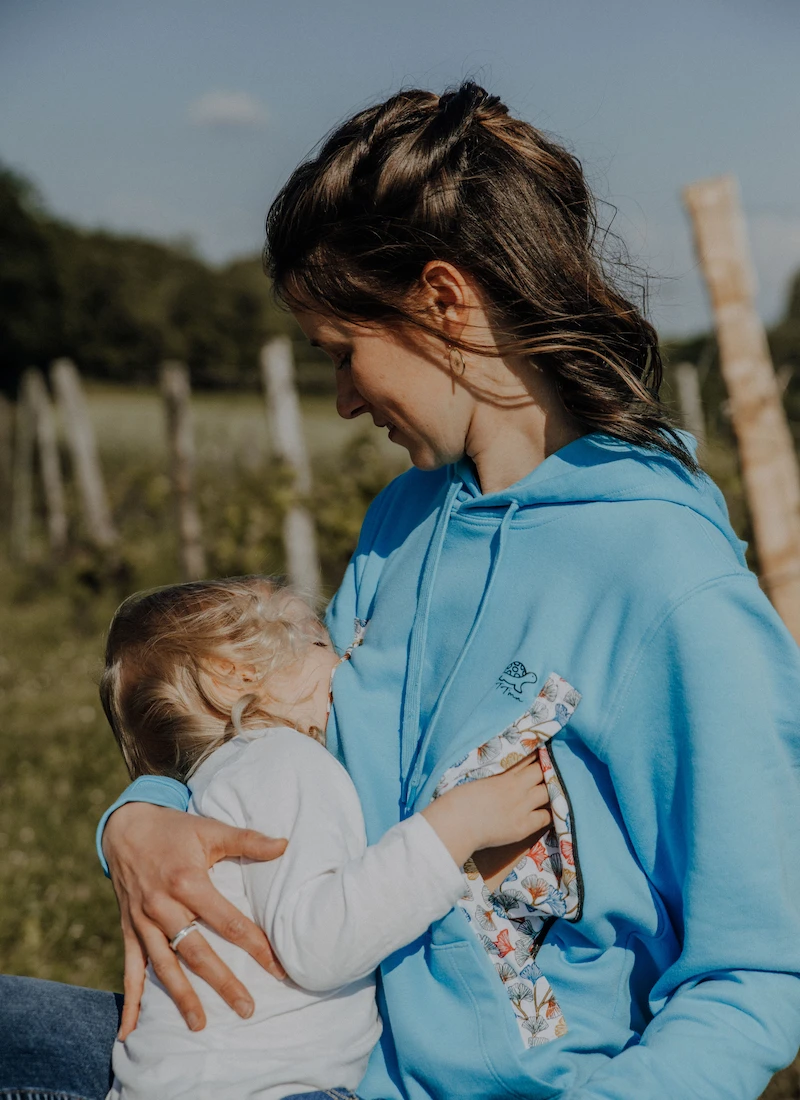 Sweat d'allaitement pour bébé couleur turquoise